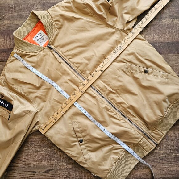 Fairplay "All Is Fair" Braeden Lightweight Bomber Jacket, L, Beige & Orange - Picture 1 of 8